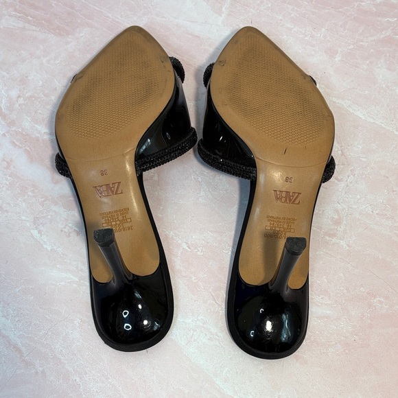 Zara Black Women's Heeled Mules patent leather & sequins - Picture 6 of 6